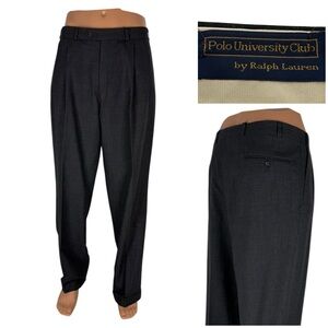 Polo University Club Ralph Lauren Pants Mens 34 Gray Wool Pleated Vintage 36